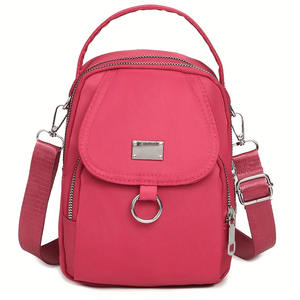 Borsa a Tracolla Rosa per Donna, Impermeabile in Tessuto Oxford, Multi-Scomparto, Porta Cellulare, Design Casual - Product Image 4
