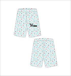 Shorts décontractés pour hommes Ferocious Clothing à motif à pois, taille mi-haute élastique, grande taille, motif imprimé bleu - Product Image 1