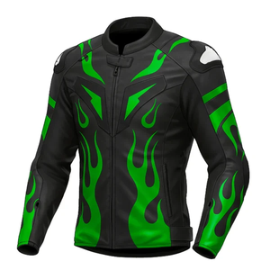 Veste de course pour motards en cuir de vache véritable avec protection CE niveau 2 et protège-dos - Product Image 1