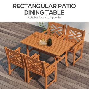 Set da Pranzo per Esterni in Legno con Finitura Teak per 4 Persone, Arredamento da Giardino, Cortile, Bordo Piscina o Terrazza - Product Image 6