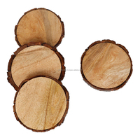 Sous-verres écologiques en écorce de bois de manguier en forme de pagaie |   Tapis et dessous-de-plat rustiques naturels |   Décoration d'intérieur durable, artisanale et éco-responsable