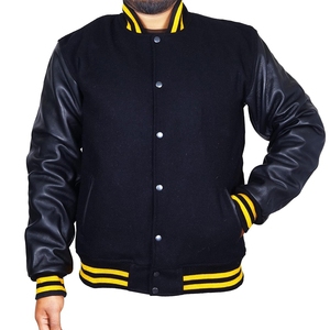 Custom Latest Designs <b>Long</b> Sleeve Baseball Varsity <b>Jacket</b> Men Stand Collar Front Logo Plain Dyed Eco-Friendly Canvas - Product Image 1