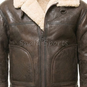 Classic 100% Genuine Leather Plus Size Motorcycle Winter Warm <b>Shearling</b> Fur Reversible Front <b>Men's</b> Leather <b>Jackets</b> - Product Image 3