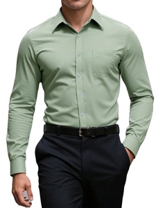 เสื้อเชิ้ตผู้ชายลำลองแบบปกเชิ้ต สไตล์ใหม่ สีพื้น ไม่ต้องรีด ย้อมสีเรียบ กระดุมเดี่ยว สำหรับวัยกลางคน ใส่หน้าร้อน - Product Image 3