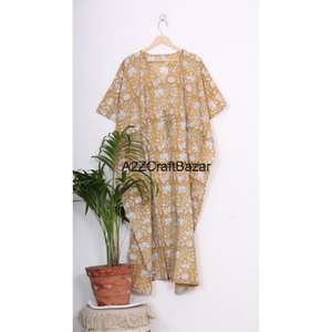 Indian Vintage 100% Cotton Long Beach maxi <b>Kaftan</b> Dress One Size Caftan Free Size <b>Kaftan</b> Handmade Pure Cotton Summer Autumn - Product Image 1