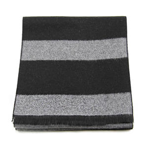 Écharpe longue classique à rayures pour homme, hiver, isolation thermique, 100% acrylique, noir gris, adulte - Product Image 5