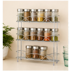 3-Tier Spice <b>Rack</b> Organizer Free Standing Kitchen Countertop Storage <b>Rack</b> Metal <b>Wire</b> Shelf for Herbs Jars & Pantry Organization - Product Image 3