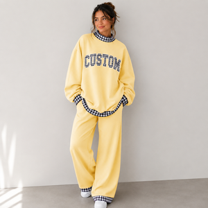 Women Oversized <b>Mock</b> <b>Neck</b> Sweatshirt and Wide Leg Pants Custom Letter Lounge Set Women's Custom Letter Two Piece Sweatshirt - Product Image 6