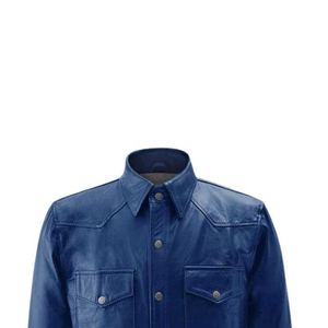 Classic Style Genuine Leather Men's Brown Shirt Summer Solid Front Logo Finished Breathable Made to Order - Product Image 6