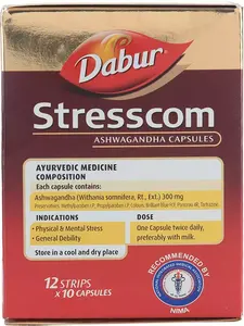 Cápsulas de Ashwagandha de Cultivo Silvestre con Extracto Herbal Dabur Stresscom, 99% Puro en Botella - Product Image 3