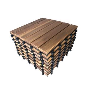 Moderno Juego de 10 Baldosas de Madera de Acacia Premium para Terraza, Encajables, Ranuradas, Impermeables, para Uso en Exteriores, 6 Listones Cuadrados Antideslizantes - Product Image 4