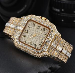Reloj de Lujo para Hombre, Cuarzo Analógico con Diamantes, Caja Cuadrada, Cierre de Mariposa, Correa de 15mm, 28mm, 24cm, Diseño Moderno - Product Image 3