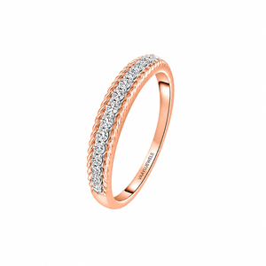 Anillo de Boda de Media Eternidad con Diamantes Cultivados en Laboratorio de Corte Redondo y Diseño de Cuerda Trenzada en Oro de 10K, 14K, 18K y Plata 925, 935 - Product Image 3