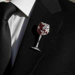 Broche personnalisée pour enfant en forme de verre à vin, avec strass en cristal, épinglette de revers, bijou fantaisie argenté pour fête, mariage, cadeau - Product Image 1