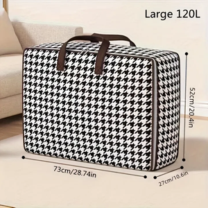 Extra Large Capacity Houndstooth Portable <b>Quilt</b> Storage Bag Multifunctional Moving Packing Bag Seasonal Clothes Organizer - Product Image 1
