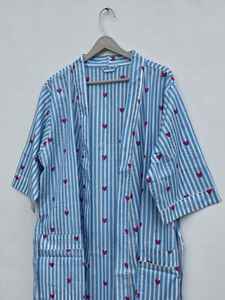 Indian Print Floral Cotton <b>Kimono</b> Robe <b>Women</b> Loungewear Boho Lounge Outfit - Product Image 4