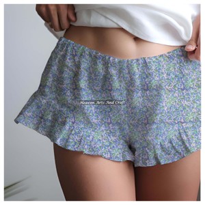 Nouveaux shorts à volants élastiqués confortables pour femmes, imprimés à la main, en coton respirant, vêtements de mode en gros - Product Image 6