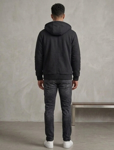 Sweat-shirt à capuche pour homme en molleton 100% coton, coupe classique, veste décontractée de printemps avec doublure intérieure et poches avant - Product Image 3