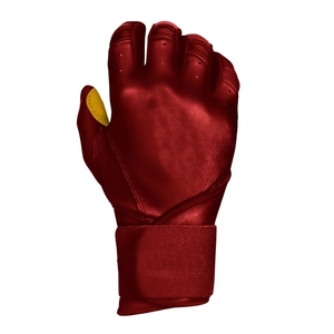 KATBROS INDUSTRIES <b>Red</b> Leather Batting <b>Gloves</b> Durable Padded Design Unisex Adult Training Ambidextrous Hook and Loop Closure - Product Image 2