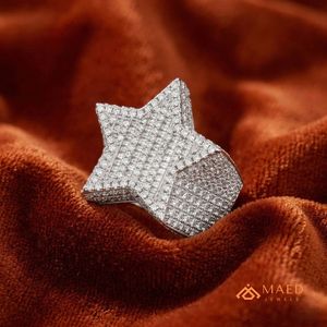 Anillo de Moissanita Estrella de Plata de Ley 925 con Pavé, Anillo Elegante de Lujo para Mujer y Hombre, Regalo Premium para EE. UU. - Product Image 3