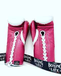 Professional Fighting <b>Gloves</b> White Pink Genuine Leather Non-Slip Lightweight Moisture Wicking Waterproof Lace-Up Boxing <b>Gloves</b> - Product Image 2