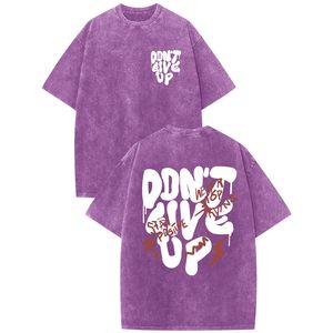 เสื้อยืดคอริบโอเวอร์ไซส์ผ้าฝ้าย 220 กรัม พิมพ์ลายกราฟิกแบบสกรีน ดีไซน์เอฟเฟกต์ย้อมสีแบบแอซิดวอช สินค้าขายดี รับผลิตตามแบบ - Product Image 1