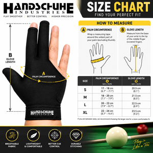 Gant de billard OEM Handsche Industries, demi-doigts, en polyester, pour droitier, 3 doigts pour joueur droitier - Product Image 6