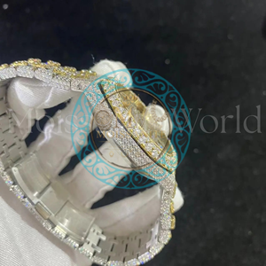 Montre de luxe de haute qualité en quartz avec diamants Moissanite VVS pour homme, style Hip Hop, en acier inoxydable plaqué argent glacé, idéale pour les soirées - Product Image 2