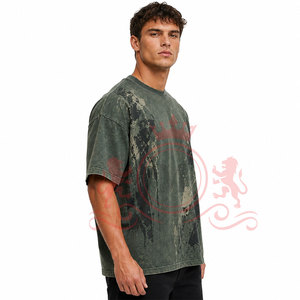 T-shirt décontracté de haute qualité à épaules tombantes, effet soleil délavé, finition lisse et design confortable et tendance - Product Image 3