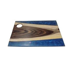 Tabla de Cortar de Madera y Resina con Diseño de Olas Oceánicas, 2.0 cm de Grosor, Apta para Lavavajillas, Ideal para Servir Queso y Charcutería - Product Image 1
