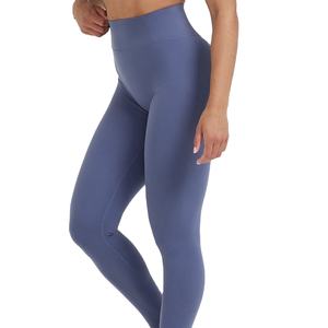 High Quality Workout Yoga Fitness Leggings High Waisted Leggings <b>for</b> <b>Women</b> Solid Color Spandex <b>Nylon</b> <b>Women's</b> Leggings - Product Image 2