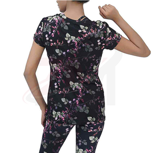 Camiseta de Manga Corta con Estampado Floral para Mujer, Corte Regular, Cuello Redondo, Ropa Casual, 100% Poliéster, Transpirable, Primavera Verano, Tejido de Punto - Product Image 2