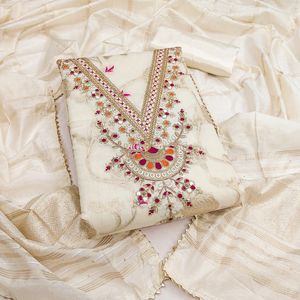 CHANDERI ZEQUARD CODING WORK - Salwar Kameez Tradicional para Mujer - Ideal para Bodas, Fiestas de Graduación y Diwali - Product Image 1