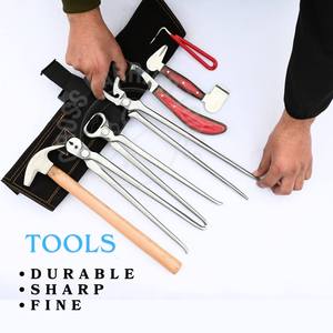 Juego de Herramientas Profesionales para Herrador: Cuchillo de Pezuña Arcoíris, Martillo, Cortaúñas de Pezuña, Extractor de Clavos, Remachador, Pulidor y Limpiador de Pezuñas, con Estuche Rodante Negro - Product Image 4