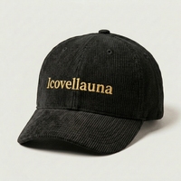 Casquette de baseball personnalisée à 6 panneaux en velours côtelé, broderie 3D en relief, ajustement réglable, style sportif vintage décontracté, en coton structuré, OEM, marque privée
