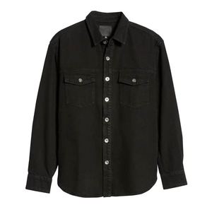 Chemises en jean tendance pour hommes 100 % coton, coupe ample et oversize, manches longues, tenue décontractée pour le printemps, confortable, service OEM - Product Image 3