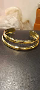 Brazalete de latón ajustable de Aura dorada Brazalete abierto hecho a mano para mujer elegante y moderna Moda diaria - Product Image 5