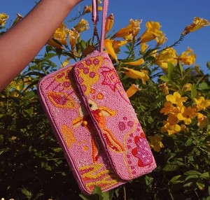 Pink Fish Pattern Seed Beaded Shoulder Bag <b>Colourful</b> Beadwork Embroidered Crossbody <b>Handbag</b> Women Fashion Wholesale Manufacturer - Product Image 1