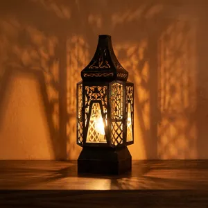 Vintage <b>Iron</b> and Glass Hanging Lantern with Ornate Moroccan Design Decorative Indoor Outdoor Lighting for Home Garden PatioDecor - Product Image 4