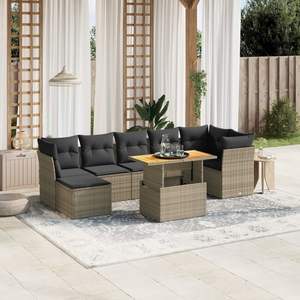 Conjunto Modular Grande de Sofás de Jardín de Ratán PE Gris y Gris Oscuro - Product Image 1