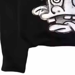 Sweat à capuche pour homme en coton tricoté noir, coupe oversize, décontracté, hiver, avec logo frontal et imprimé dessin animé personnalisé, manches classiques - Product Image 4