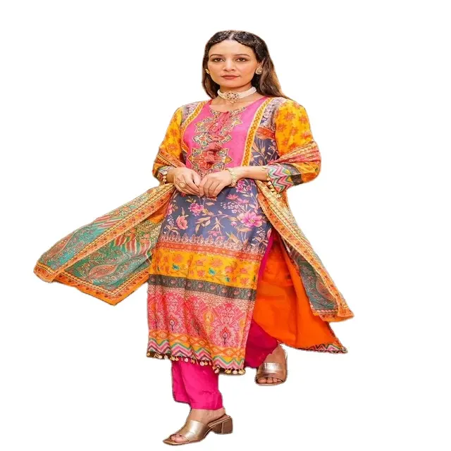 Multi Colour Festival Season Stitched Pure Cotton Salwar Suit| Summer Collection Salwar Suit Exporter Manufacturer From India|