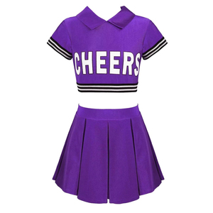 Black Cheerleader Outfit Shorts with Mid Waist Pleated Skirt Set for Women Girls Fashion Sport Wear Spandex/Nylon Quick Dry - Product Image 4
