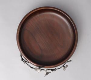 <b>Wooden</b> <b>Salad</b> <b>Bowl</b> with Floral Metal Design Premium Decorative Serving <b>Bowl</b> for Home Hotel & Tableware Export - Product Image 3