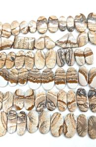 Cabujón de jaspe con imagen natural par de piedras preciosas de corte ovalado a juego sueltas Parte posterior plana lote al por mayor imagen cabujón de jaspe - Product Image 2