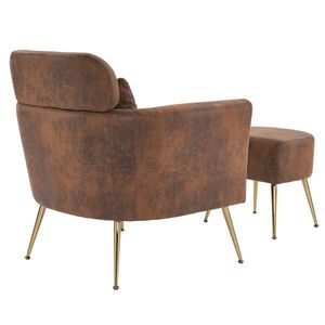 Poltrona Singola Arancione per Interni, Semi-Smontata, con Piedini e Pedali Dorati, in Tessuto Bronzato per Soggiorno - Product Image 5