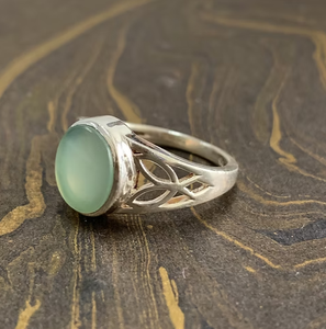 Bague Statement Vintage en Argent Sterling 925 avec Pierre Précieuse Calcédoine Aqua, Pierre de Naissance de Mars, Bijou Unique pour Tous les Jours - Product Image 2