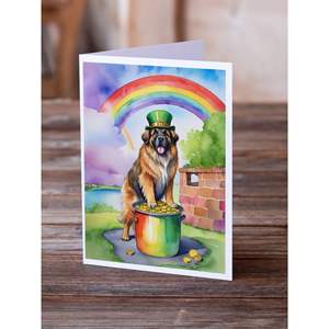 Leonberger St Patrick's Day Tarjetas de felicitación en blanco Paquete de 8 con sobres A7 Whimsical 5x7 Tamaño de nota - Product Image 2