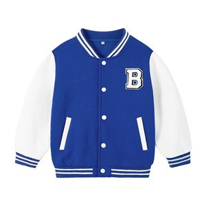 Veste Lettermen bleue et blanche, style lettres brodées, coupe classique, simple boutonnage, unisexe - Product Image 5