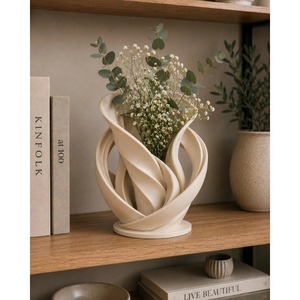 Minimalist <b>Ceramic</b> <b>Vase</b> With Twisted Design Matte Finish Tabletop Decor 8-16 Inches - Product Image 1